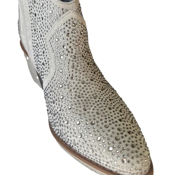 Pierre Dumas Wilder Silver Rhinestone Ankle Boots - Picture 3 of 8